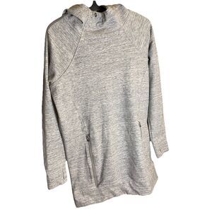 Athleta Hoodie Womens Small Gray Sweatshirt Pullover Zip Pockets (no drawstring)